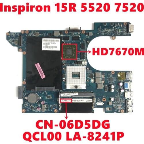 CN-06D5DG 6D5DG Mainboard For Dell Inspiron 15R 5520 7520 Laptop Motherboard QCL00 LA-8241P With 216-0833000 HM77 100% Test Work