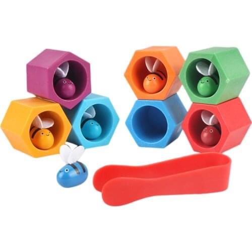 Kids Montessori Clip Small Bee Toy Music Wooden Intelligence Cognition Toys