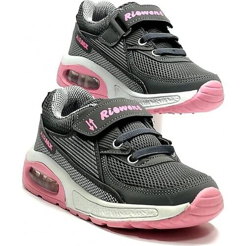 Girl for kids. Gray-pink sneakers. Illuminated base. 1st quality. New season. Flexible. School shoes. Showy. Comfortable