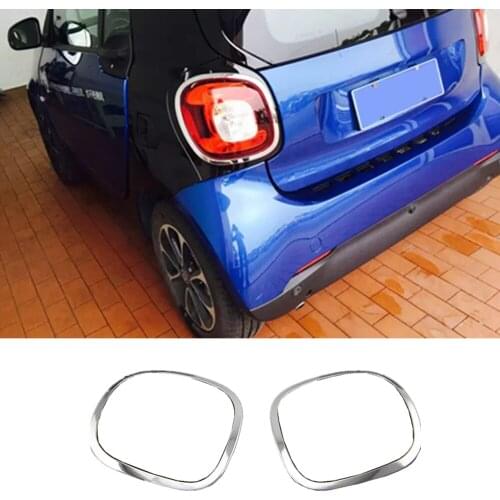 For Benz smart fortwo 2015 2016 2017 2018 car detector ABS Chrome cover trim back tail rear light lamp frame parts 2pcs