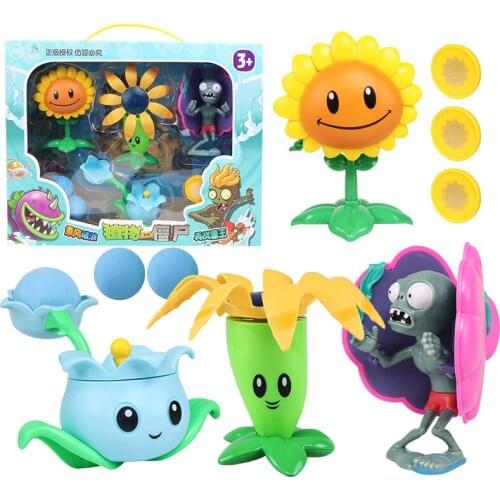 4pcs/lot Plants vs Zombies Figure Toys Complete Set Boys Anime Childrens Dolls Kids Birthday Toy Gift No Box
