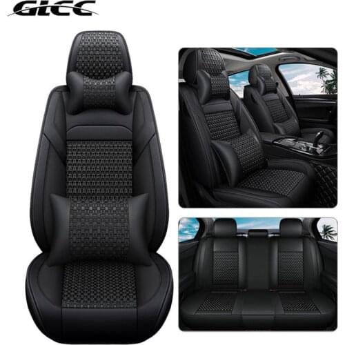 GLCC Car Seat Covers Cushion Leather Breathable Cover Front Rear Seat Non-Slip Luxury Protector Set Universal For 5-Seat Cars