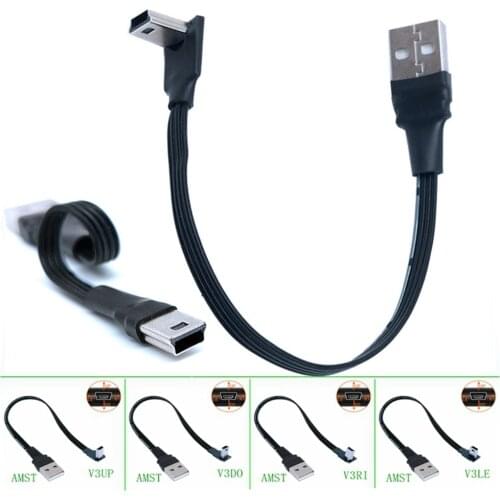 Mini USB B Type 5pin Male UP Down Left Right Angled 90 Degree to USB 2.0 Male Data Cable 0.25m 0.5m
