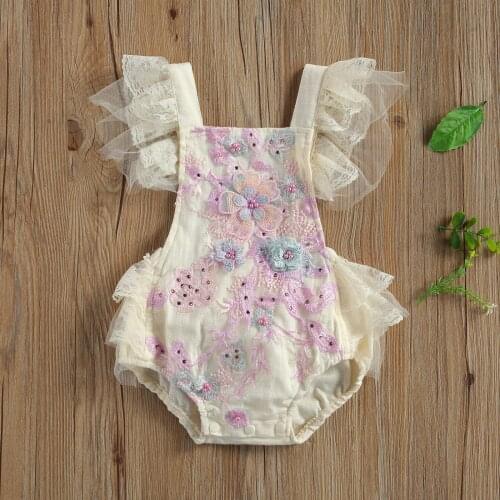 0-24M Summer Princess Baby Girls Rompers Sweet Lace Flower Ruffles Short Sleeve Tassel Backless Jumpsuits Baby Girl Clothes