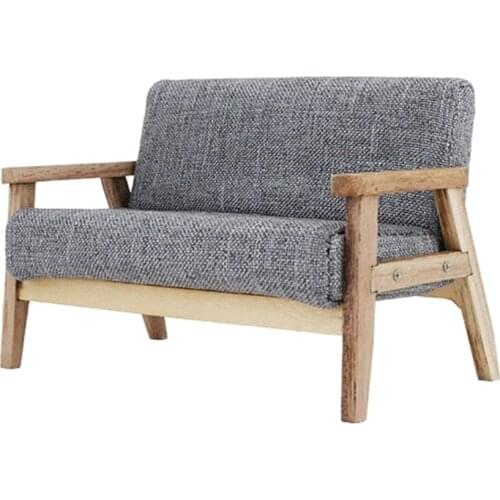 1/12 Mini Dollhouse Miniature Accessory Double Sofa Model Living Room Furniture