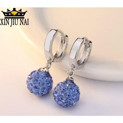 Fashion creative full diamond female short earrings Exquisite Charms Two-tone crystal Luxury shine Cute Christmas Day Gift