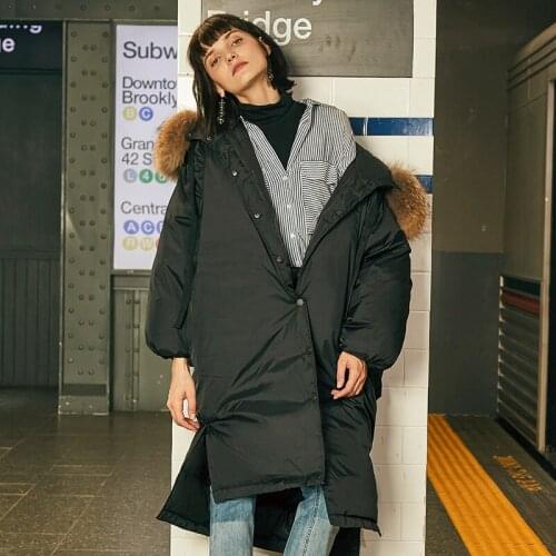 Can fit -25 down coats Winter big Real fur collar thick warm 90% Duck down coat female Long fur hooded warm down Parkas wy202