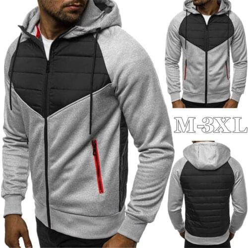 Mens Hoodies Sweatshirts 2020 New Casual Slim Zipper Hooded Sweatshirt Men Full Sleeve Patchwork Oversized Hoodie Men Cardigan
