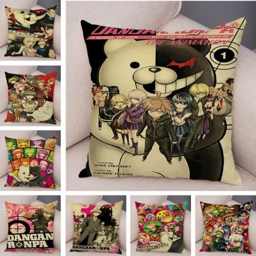 Soft Plush Pillow Case for Sofa Home Danganronpa Kyouko Kirigiri Cushion Cover Decor Cartoon Japanses Anime Print Pillowcase