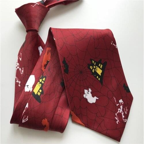 Fashion Men Printed Necktie Skull Pattern Halloween Party Ties