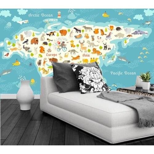 Papel de parede cartoon Asia map animal sea 3d wallpaper,living room sofa TV wall bedroom wall papers home decor mural