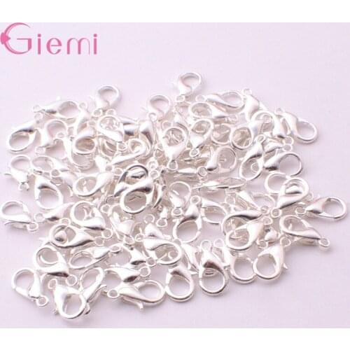 Wholesale 100PCS Bulk Jewelry Findings Genuine 925 Sterling Silver Lobster Clasp Stamped Fitting Connector Component