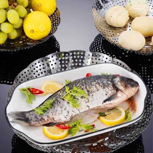 Foldable Vegetable Steamer Stainless Steel Food Steamer Basket Cookware Steamer Expandable Creative Kitchen Tools Accessories
