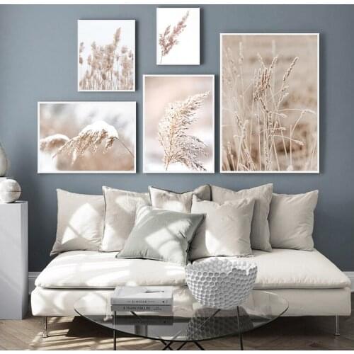 Dried Flower Plant Beige Reed Wheat Nordic Posters And Prints Wall Art Canvas Painting Wall Pictures For Living Room Home Decor