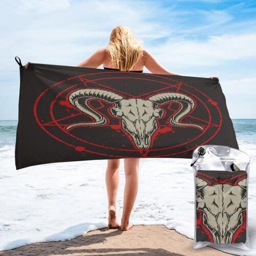 Bath Towel Monochrome Vintage Goat Head Quick Dry Large Towel Absorbent Soft Towel for Home Travel Camping Swimming Beach Sport