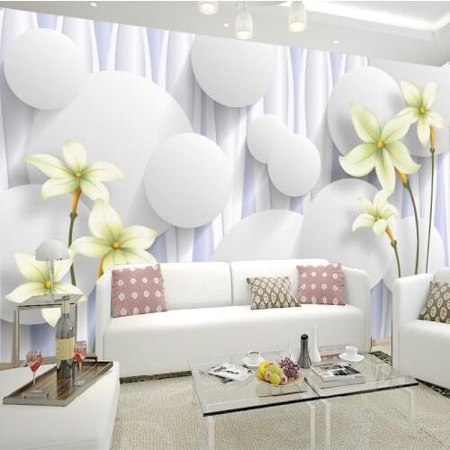 Custom Lily Flower Non-woven Wall Mural Wallpaper Roll Bedroom Living Room Sofa Backdrop Home Decoration Wall Paper Flowers Art