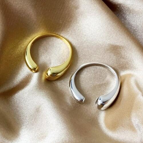 Simple Glossy S925 Sterling Silver Luxury Jewelry For Women Layers Irregular Glossy Jewelry Engagement Branch Open Ball Ring