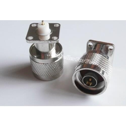 1Pcs N Male Plug 4-hole 17.5X17.5mm Flange Solder Panel Mount Cup Deck RF Connector