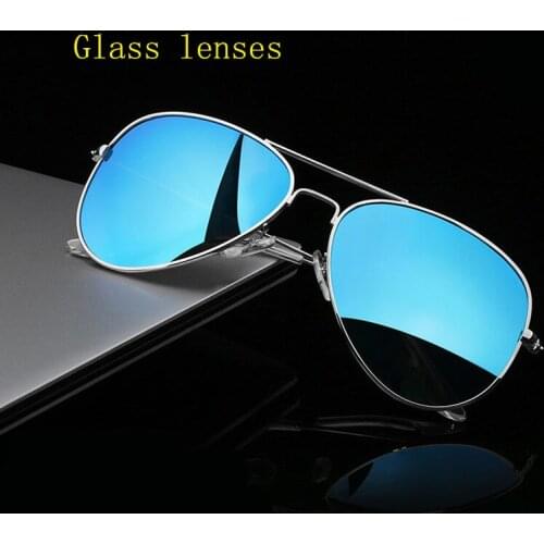 Reggaeon glass lens sunglasses Men women 2020 UV400 high quality brand driving Pilot hot sunglasses 3025 Color blue brown