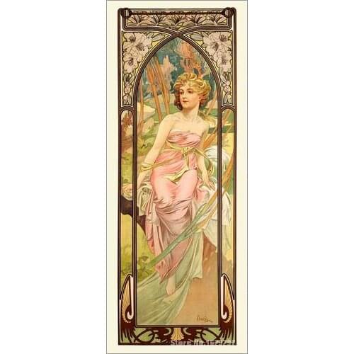 Modern colorful paintings Morning Awakening Time of the Day series by Alphonse Mucha High Quality Hand painted