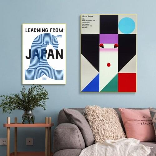 Modern Japanese Geometric Lines Geisha Waves Sofa Decoration Painting For Living Room Bedroom Dining Room Wall Picture