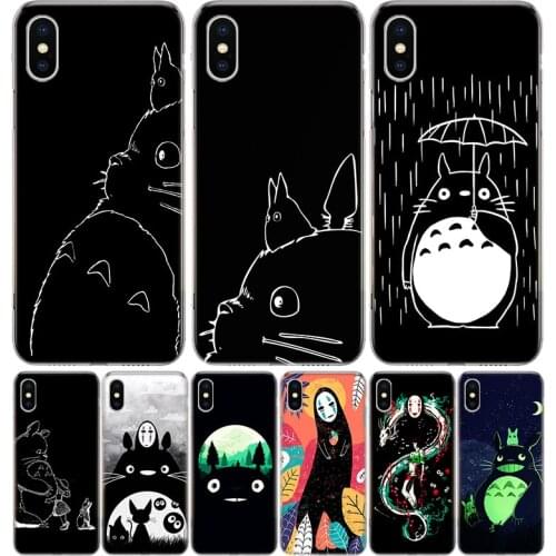 Studio Ghibli Totoro Black Cover Phone Case For Iphone 11 12 Mini Pro 7 6 X 8 6S Plus XS MAX + XR 5S SE 10 9 Art TPU Coque Capa