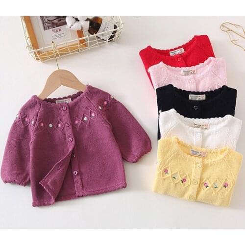 Girls Sweater 2020 Baby Girls Cardigan Embroidery Floral Full Sleeve Baby Girl Clothes Infant Knitted Cardigan Jacket BC528