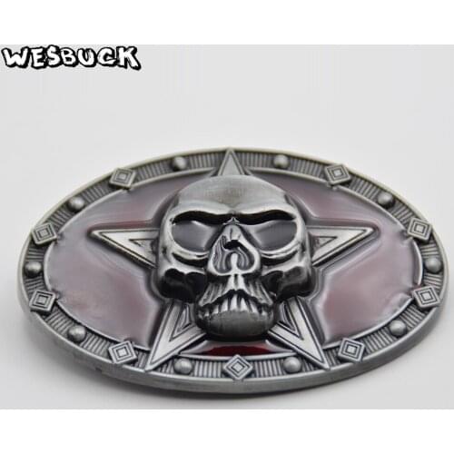 WesBuck Brand Oval Pentagram Belt Buckle Fashion Men Metal Belt Head