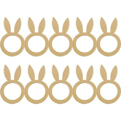 10pcs Novelty Diy Rabbit Handmade Wood Easter Napkin Ring Decoration For Easter Party Dinner Table Wooden Decor Supplies