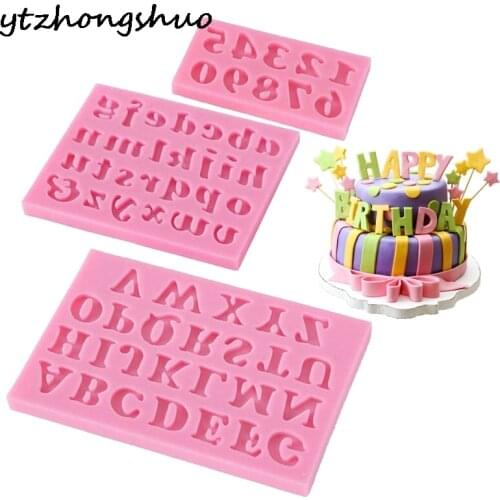 3pcs/set Digital Alphabet Fondant Silicone Mold Cake Chocolate Biscuit Mold DIY Happy Birthday Mold Cake Decoration Baking Tools