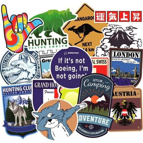 37pcs Computer Skin Outdoor Adventure Stickers Explore Travel Waterproof Sticker for DIY Suitcase Bike Helmet Notebook Stickers