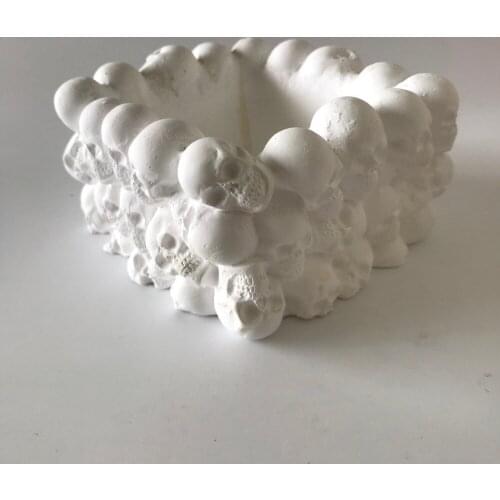 3D Square Skull Cake Cup Molds Handmade Silicone Ashtray Candle Holder Cement Vase Flower Pot Mould Resin Craft Baking Tools