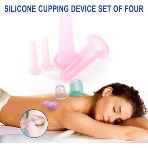 4PCS/Set Silicone Body Cup Set For Face Neck Back Eyes Massage Vacuum Cans Anti-cellulite Massager Suction Cup Treatment