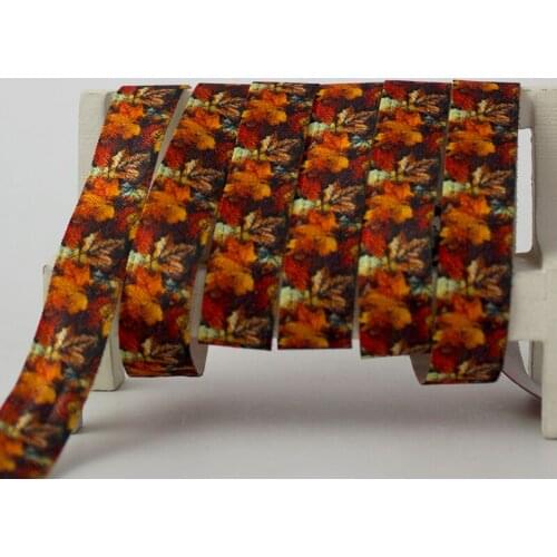 5/8" Cartoon Maple leaf printed stretch DIY hair band sewing accesory ribbons 16mm animal elastic ribbon 20/50 yards