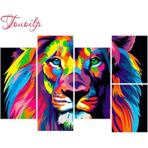 TOUOILP diy 5pcs Colored lion 5d diamond painting crystal diamond embroidery spuare&round crystal painting cross stitchsets