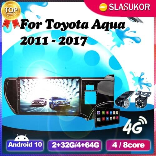 6+128G Android 10 For Toyota Aqua 2011 2012 2013 2014 2015 - 2017 4G RAM Auto Video Player Navigation Car GPS DVD Cable No 2din