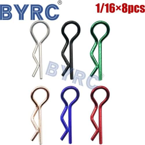 8Pcs multicolour Universal Stainless Steel Body Shell R Clips Pin for 1/12 1/16 1/18 RC Model Car HSP 94185 WL toy A959 L959
