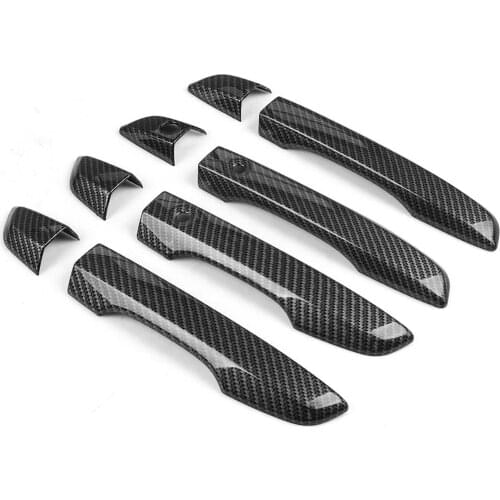 ABS Carbon Fiber Color Car Door Handle Door Wrist Cover Trim Decals For Audi A3 8V 2014-2018 Auto Exterior Accessories