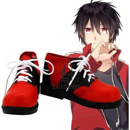 Anime MekakuCity Actors/Kagerou Project Kisaragi Shintaro Red Boots Cosplay Shoes Custom Made