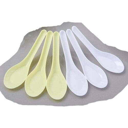 White Plastic Outdoor Disposable Spoons Asian Soup Saimin Ramen Dining Food Spoons LX4287