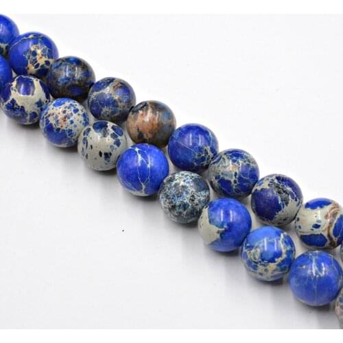 Natural Stone Blue Sea Sediment Turquoises Round Beads Wholesale Loose Beads for Jewelry Making Accessories 4-12mm DIY