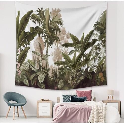 Bohemia Tapestry Green Cactus Succulents Landscape Macrame Wall Hanging Tapestries Picnic Blanket Living Room Wall Cloth