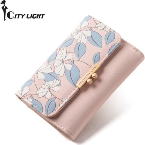 Brand New Short Wallet Many Departments Card Holder Carteira Female Portfel Synthetic Leather Wallet Women Purse Ladies Purses