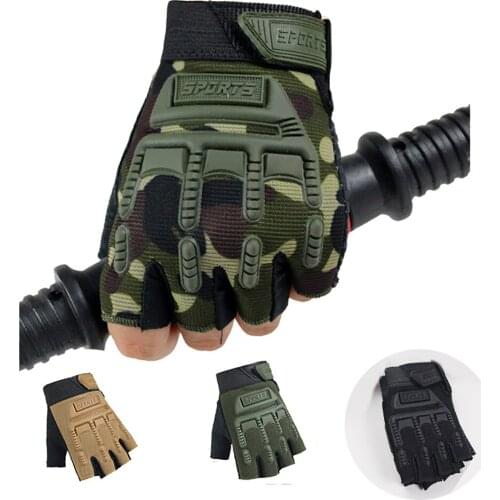 Outdoor Sports Cycling Climbing Fitness Kids Gloves 2PCS Children Army Tactical Half Finger Bicycle Gloves Camouflage Military