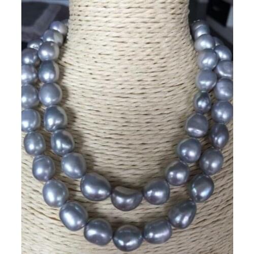 Elegant south sea 10-11mm south sea silver grey pearl necklace 38"14k KKK