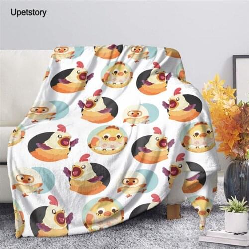 Upetstory Chicken Printed Fleece Throw Blankets Plush Air Conditioner Blanket for Kids Funny Animal Bedspread Travel Blankets