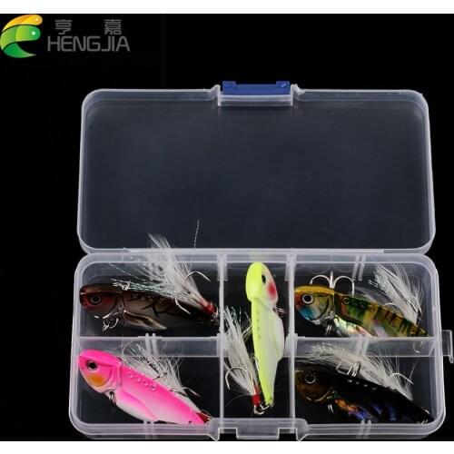 HENGJIA 5PCS Upgraded Hard Metal VIB Isca Artificial Fishing Lures With 3D Eyes Storage Pesca Fishing Tackle