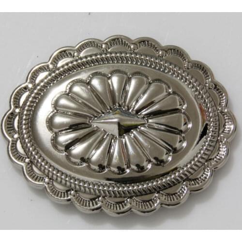 KBO04) 10pc 1-7/8'' Southwestern Oval Concho Saddle Tack Belt Craft Concho Silver
