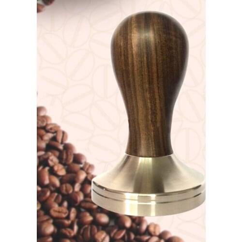 Coffee Tamper Stamping Plate Panar Sandalwood Handle Powder Hammer Coffee Accessories 51mm JS23