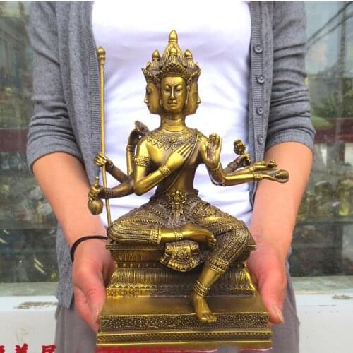 2020 Company SHOP Store home efficacious Mascot Protection-Southeast Asia Thailand Brahma GOD 4-faced Buddha figure brass statue